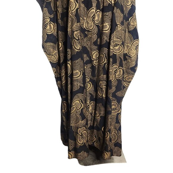 Nubian Queen Kaftan One Size Black and Gold Print Caftan - Picture 5 of 11